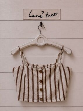 LOVE TREE Brown Striped Cropped Camisole Top Size L